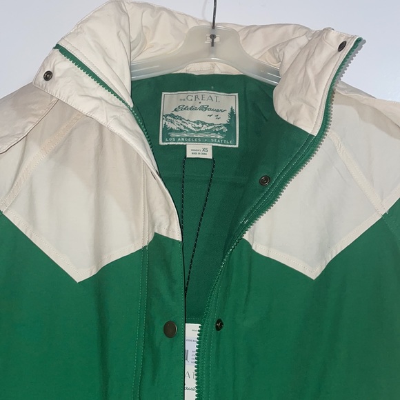 The Great. + Eddie Bauer Women’s The Hooded Parka Safari Green size XS NWT - Picture 5 of 11